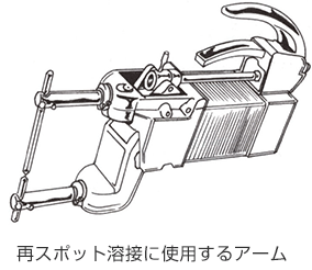 再スポット溶接に使用するアーム